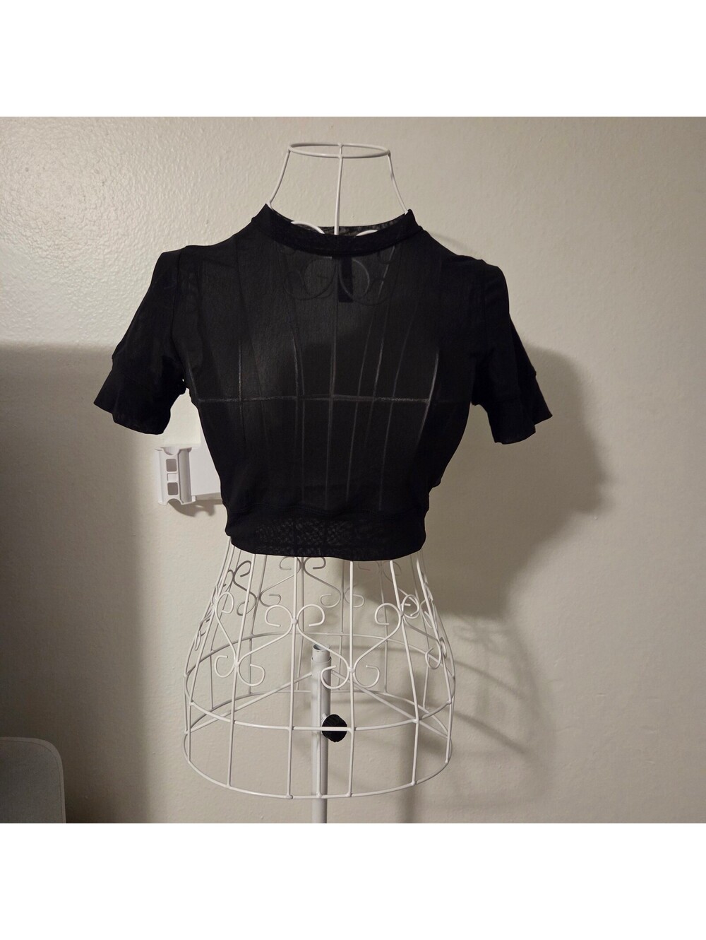 Skims Black Sheer Crop Top Size S